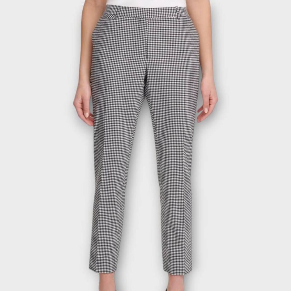 Tommy Hilfiger Womens Pants‎ Sz 10 Black White Checked Straight Stretch Classic